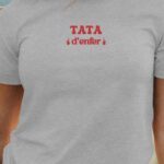 T-Shirt Gris Tata d'enfer Pour femme-1