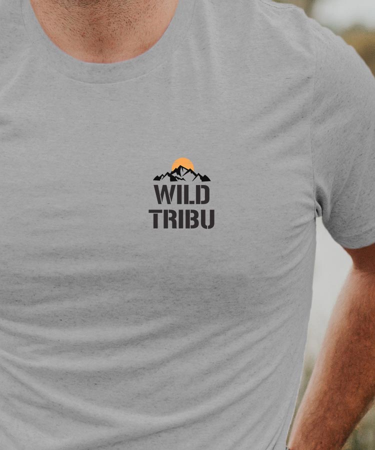 T-Shirt Gris Wild Tribu coeur Pour homme-1