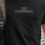 T-Shirt Noir Ami ROCKSTAR Pour homme-1