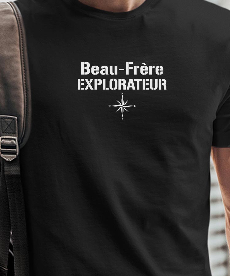 T-Shirt Noir Beau-Frère explorateur Pour homme-1
