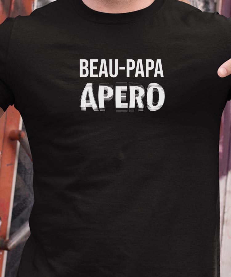 T-Shirt Noir Beau-Papa apéro face Pour homme-1