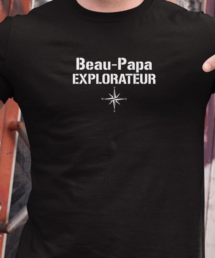 T-Shirt Noir Beau-Papa explorateur Pour homme-1