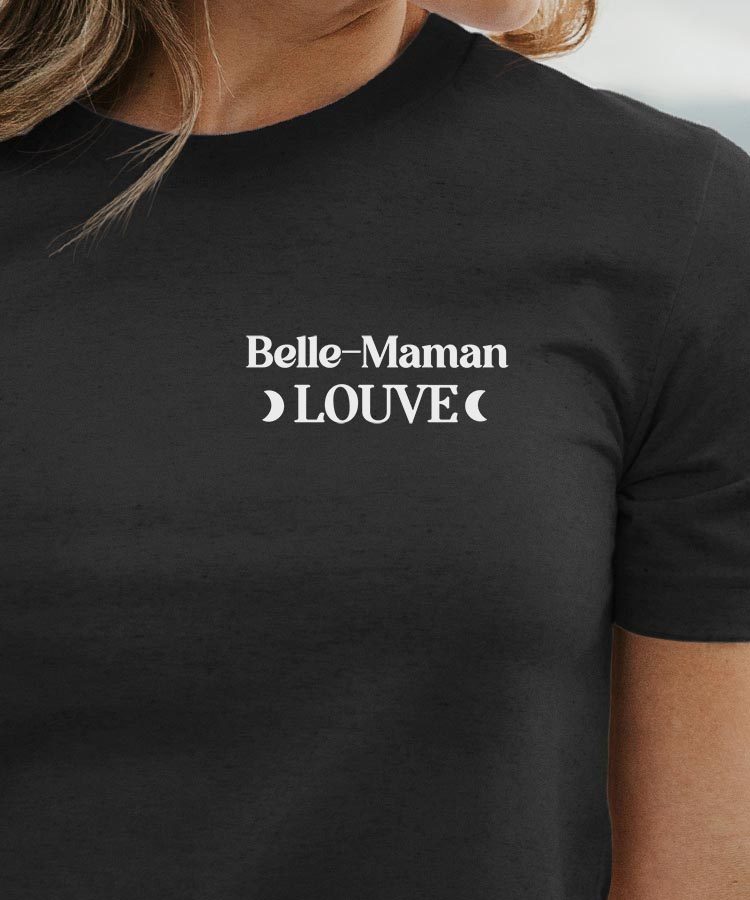 T-Shirt Noir Belle-Maman Louve lune coeur Pour femme-1
