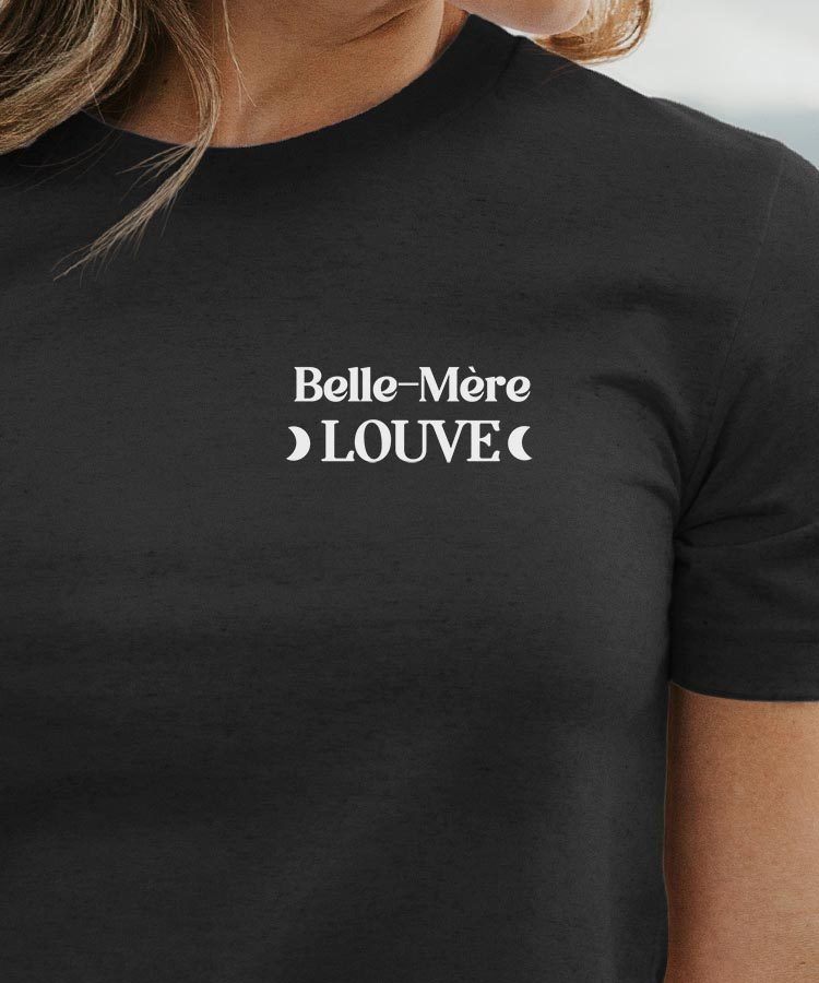 T-Shirt Noir Belle-Mère Louve lune coeur Pour femme-1