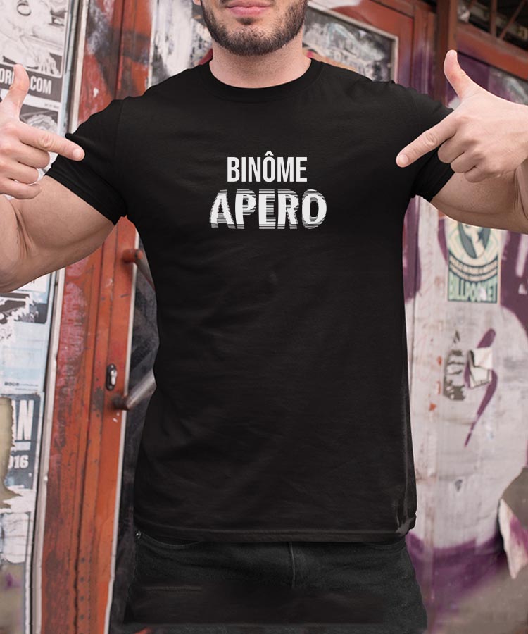 T-Shirt Noir Binôme apéro face Pour homme-2