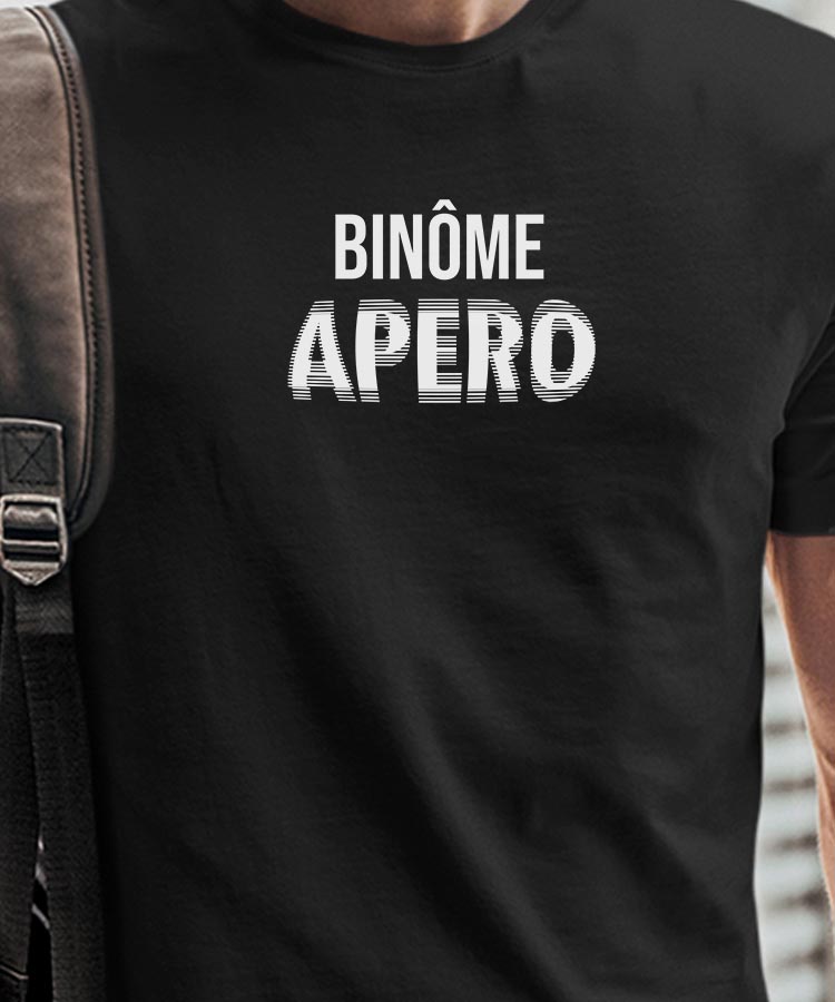 T-Shirt Noir Binôme apéro face Pour homme-1