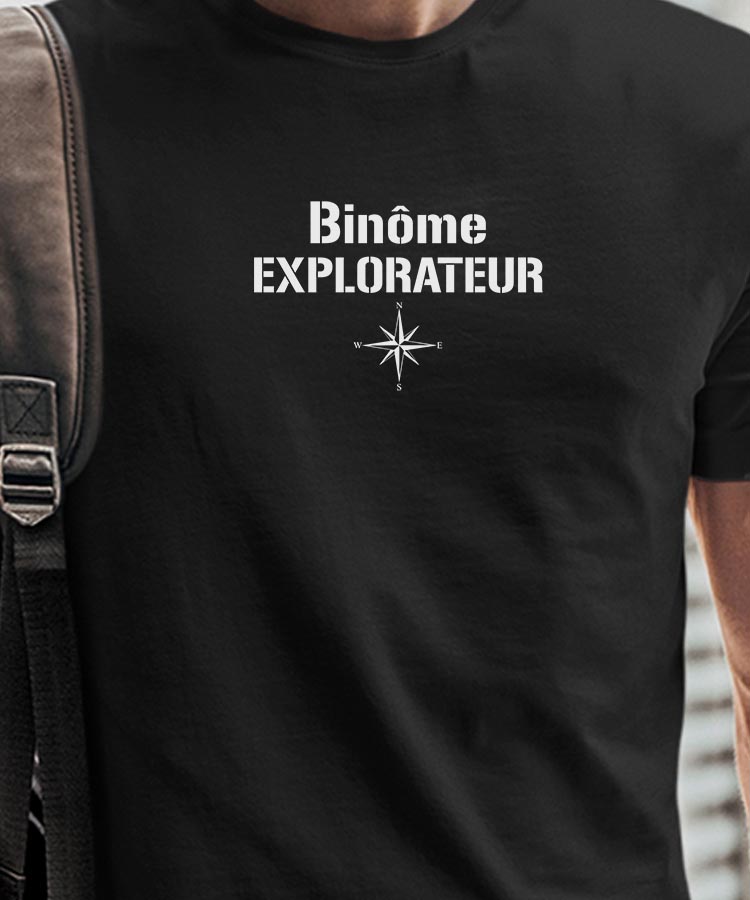 T-Shirt Noir Binôme explorateur Pour homme-1