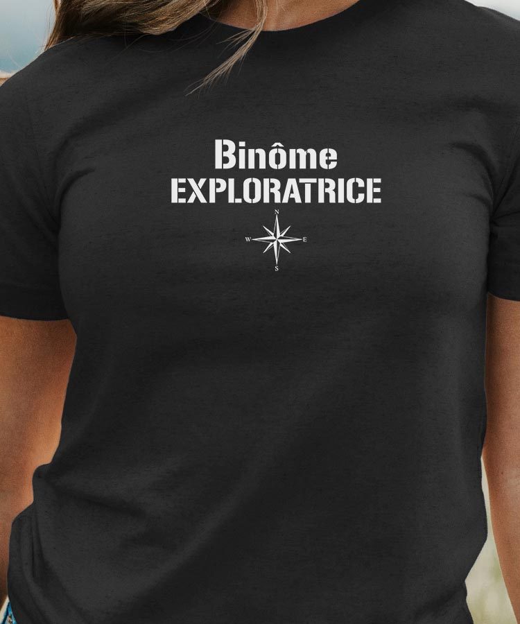 T-Shirt Noir Binôme exploratrice Pour femme-1