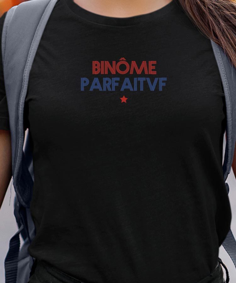 T-Shirt Noir Binôme parfait Pour femme-1