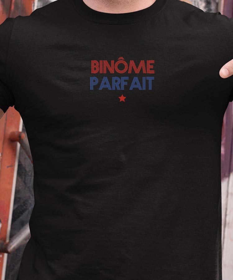 T-Shirt Noir Binôme parfait Pour homme-1