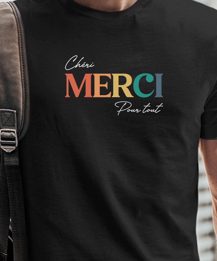 T-Shirt Noir Chéri merci pour tout Pour homme-1