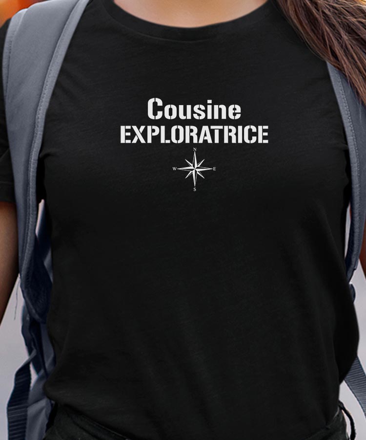 T-Shirt Noir Cousine exploratrice Pour femme-1