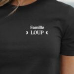T-Shirt Noir Famille Loup lune coeur Pour femme-1
