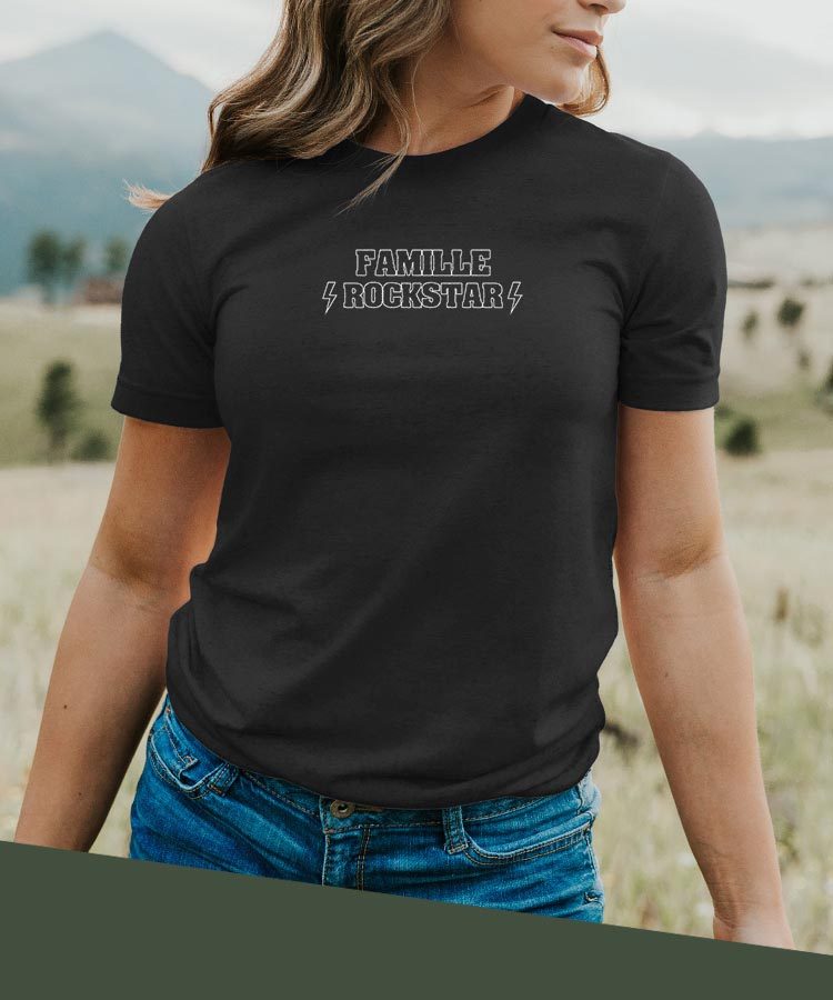 T-Shirt Noir Famille ROCKSTAR Pour femme-2