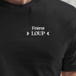 T-Shirt Noir Frérot Loup lune coeur Pour homme-1