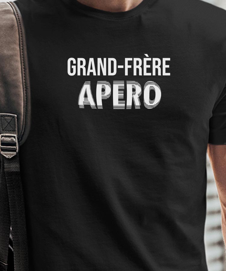 T-Shirt Noir Grand-Frère apéro face Pour homme-1