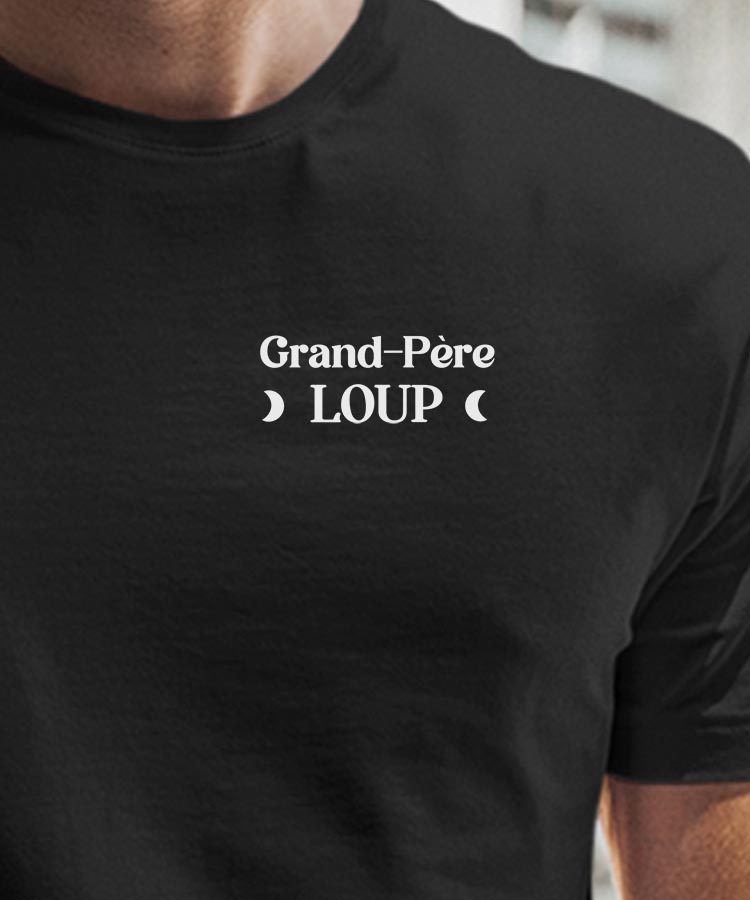 T-Shirt Noir Grand-Père Loup lune coeur Pour homme-1