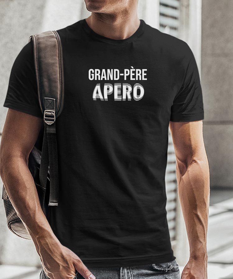 T-Shirt Noir Grand-Père apéro face Pour homme-2