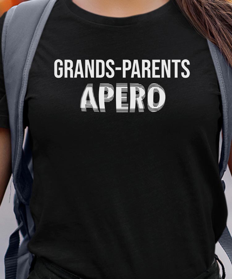T-Shirt Noir Grands-Parents apéro face Pour femme-1