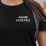 T-Shirt Noir Jumelle Louve lune coeur Pour femme-1