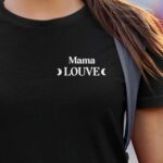 T-Shirt Noir Mama Louve lune coeur Pour femme-1