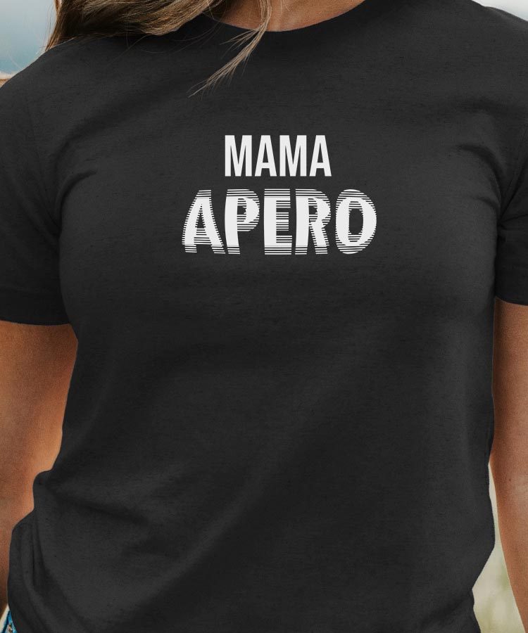 T-Shirt Noir Mama apéro face Pour femme-1