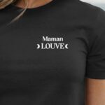 T-Shirt Noir Maman Louve lune coeur Pour femme-1