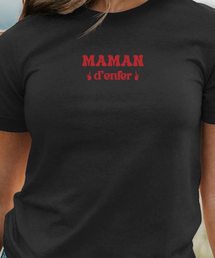 T-Shirt Noir Maman d'enfer Pour femme-1