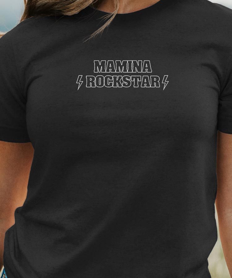 T-Shirt Noir Mamina ROCKSTAR Pour femme-1