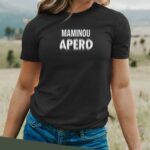 T-Shirt Noir Maminou apéro face Pour femme-2