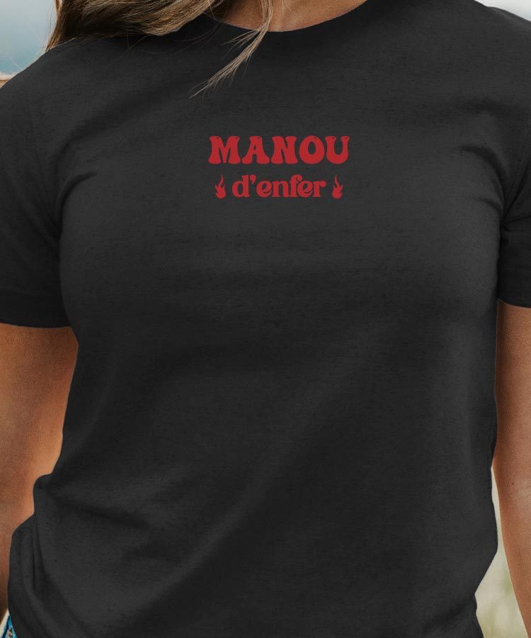 T-Shirt Noir Manou d'enfer Pour femme-1