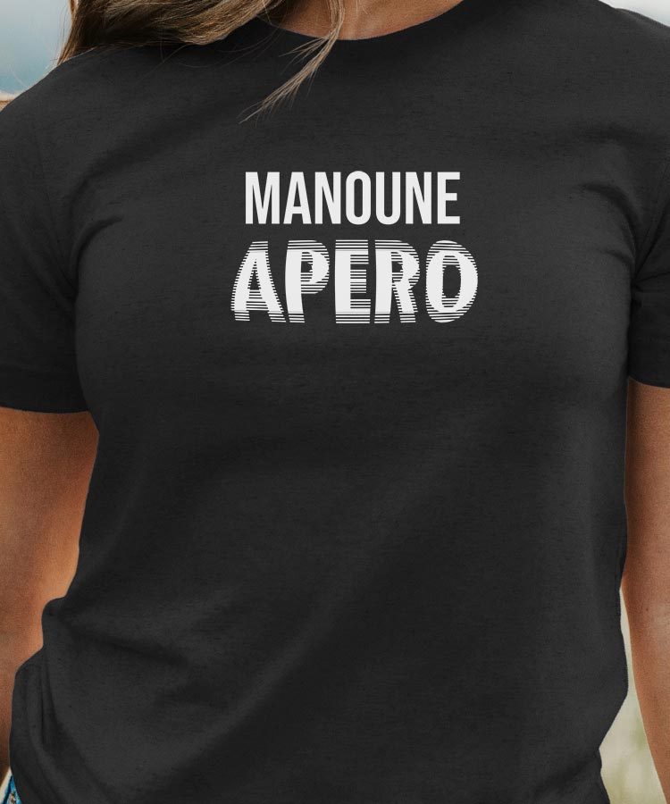 T-Shirt Noir Manoune apéro face Pour femme-1