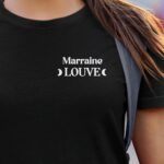 T-Shirt Noir Marraine Louve lune coeur Pour femme-1