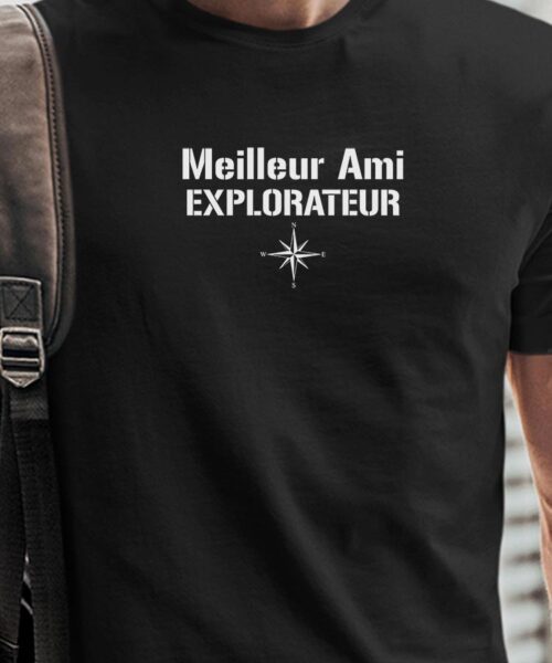 T-Shirt Noir Meilleur Ami explorateur Pour homme-1