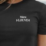 T-Shirt Noir Mère Louve lune coeur Pour femme-1