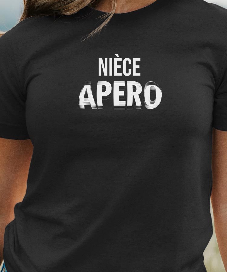 T-Shirt Noir Nièce apéro face Pour femme-1