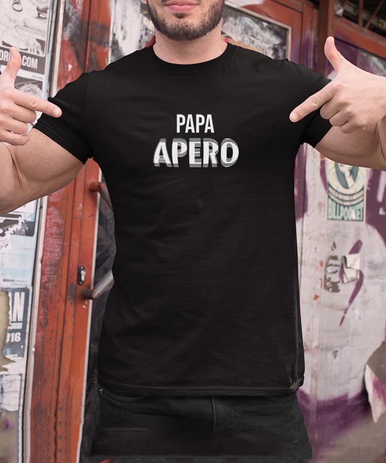T-Shirt Noir Papa apéro face Pour homme-2