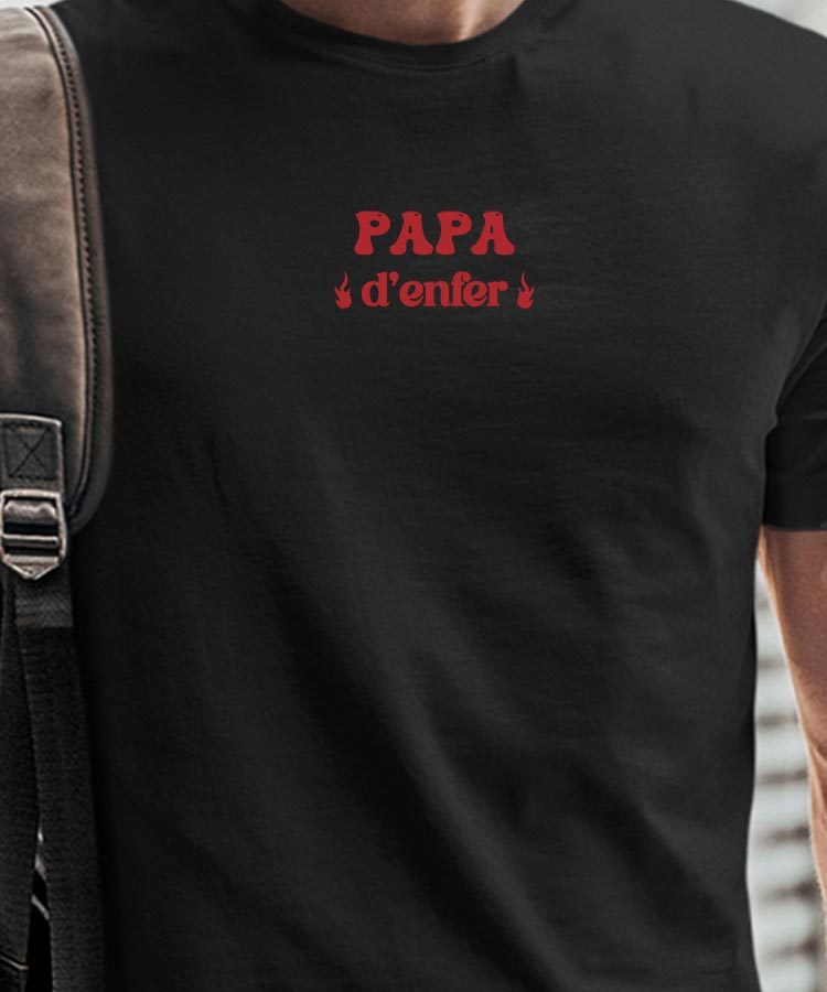 T-Shirt Noir Papa d'enfer Pour homme-1