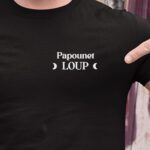 T-Shirt Noir Papounet Loup lune coeur Pour homme-1