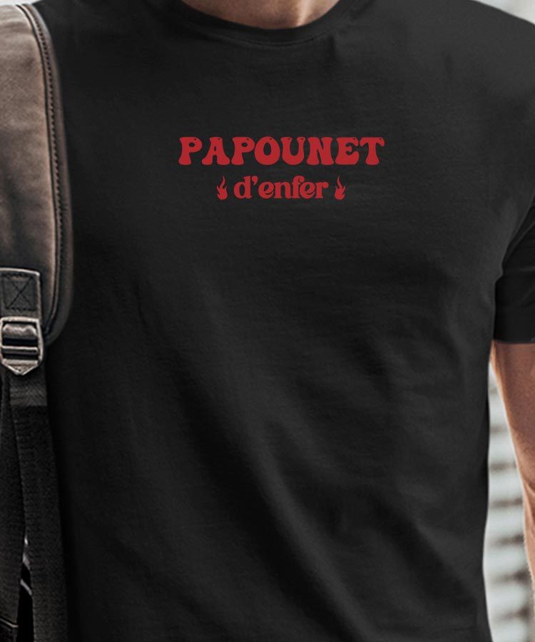 T-Shirt Noir Papounet d'enfer Pour homme-1