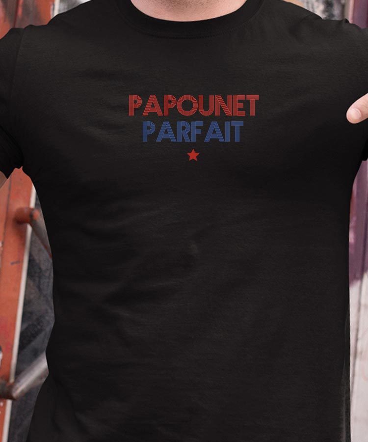 T-Shirt Noir Papounet parfait Pour homme-1