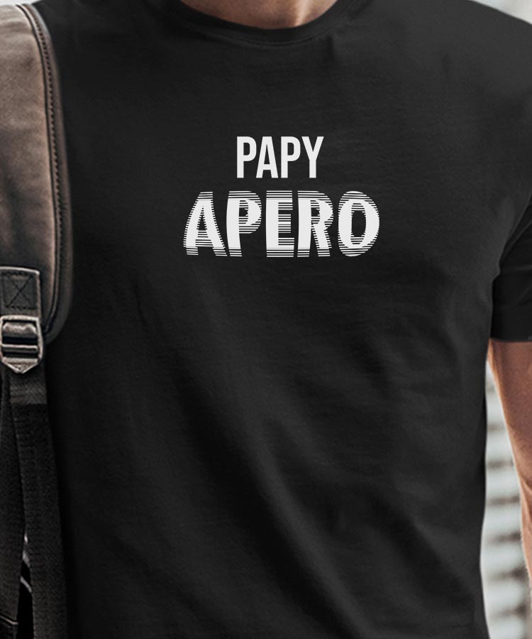 T-Shirt Noir Papy apéro face Pour homme-1