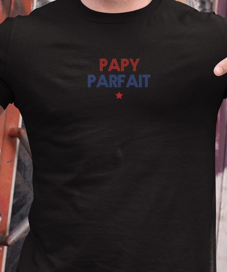T-Shirt Noir Papy parfait Pour homme-1
