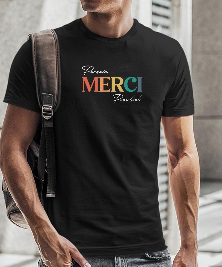 T-Shirt Noir Parrain merci pour tout Pour homme-2