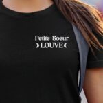 T-Shirt Noir Petite-Soeur Louve lune coeur Pour femme-1