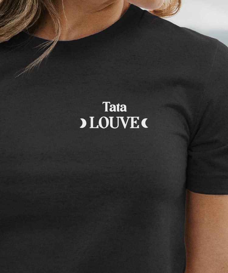 T-Shirt Noir Tata Louve lune coeur Pour femme-1