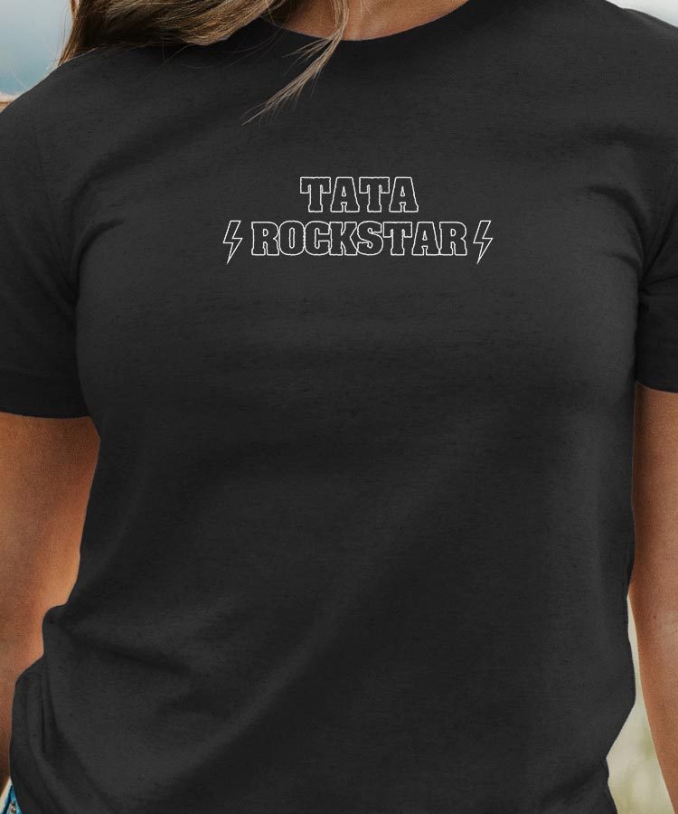 T-Shirt Noir Tata ROCKSTAR Pour femme-1