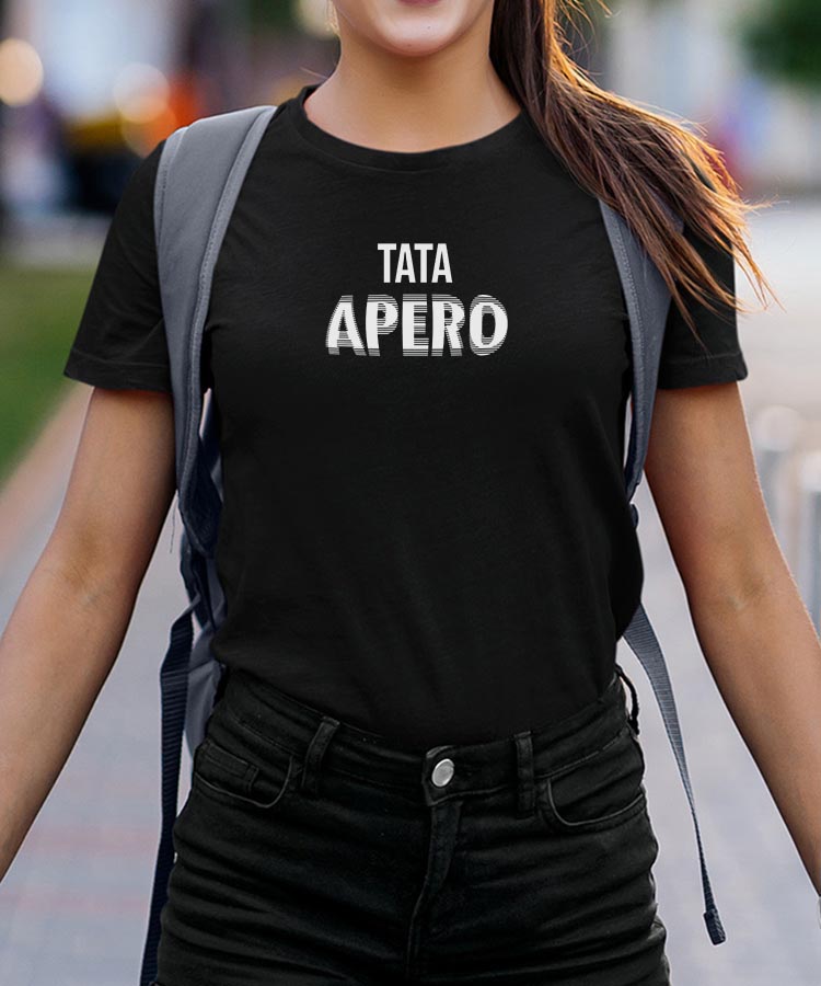 T-Shirt Noir Tata apéro face Pour femme-2