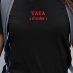 T-Shirt Noir Tata d'enfer Pour femme-1