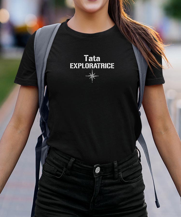 T-Shirt Noir Tata exploratrice Pour femme-2